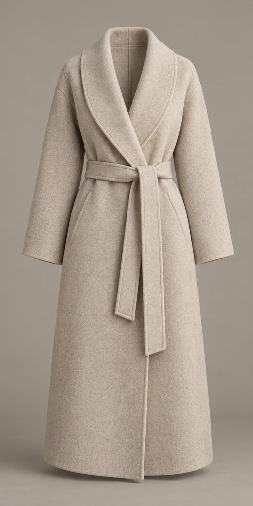 The Manor Wrap in Oatmeal, front view