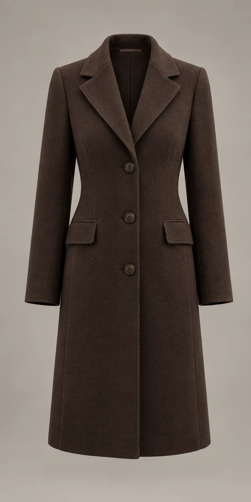 The Regent Coat in Espresso, front view