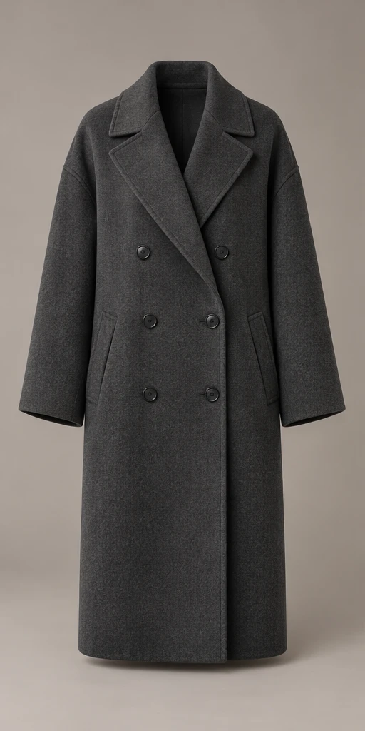 The Gallery Coat in Charcoal, front view