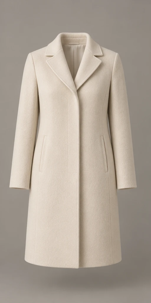 The Linden Coat in Ivory, front view