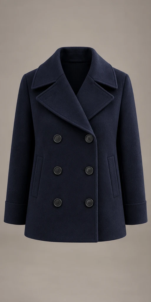 The Parkside Coat in Navy, front view